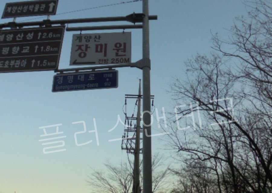 설치 완료 후 측면에서 바라본 태양광 결빙주의 표지판의 수직도와 배선 마감 상태