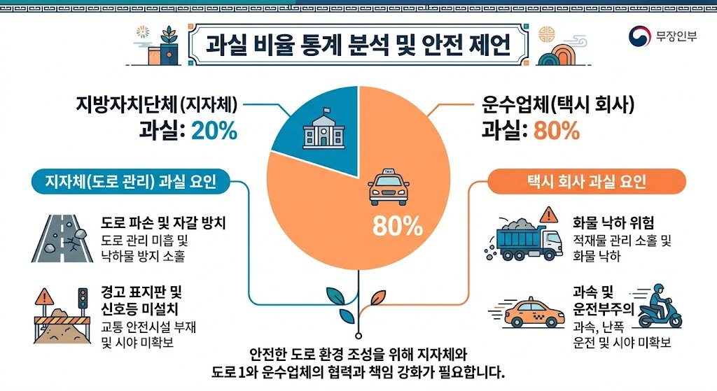 도로 낙하물 사고 과실 비율 인포그래픽