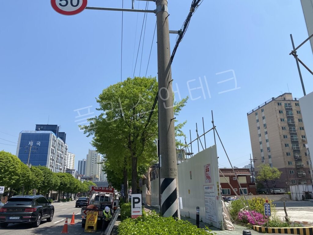 인천 도화초등학교 인근 대로변 어린이보호구역 표지판 설치 전 도로 모습