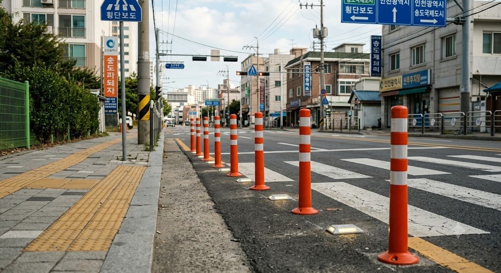 도로 안전시설 설치 현장